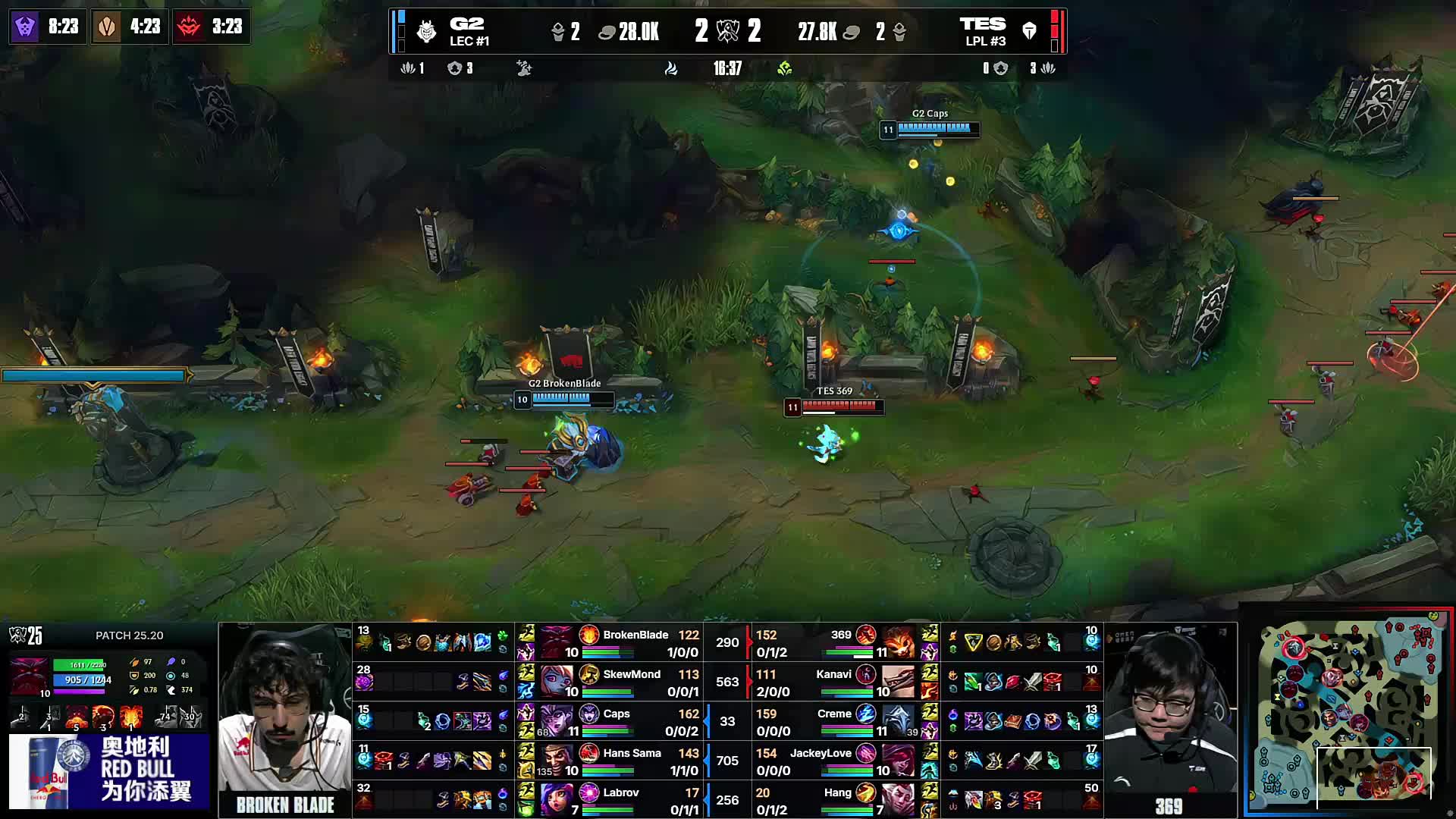 Doran , Jayce, Whirlwind Charge, Smash , Big Heart, Kaisa, Triple Kill, Brave Fly, T1 领先